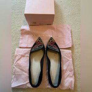 Sophia Webster, black rainbow Bibi Fly crystal flats